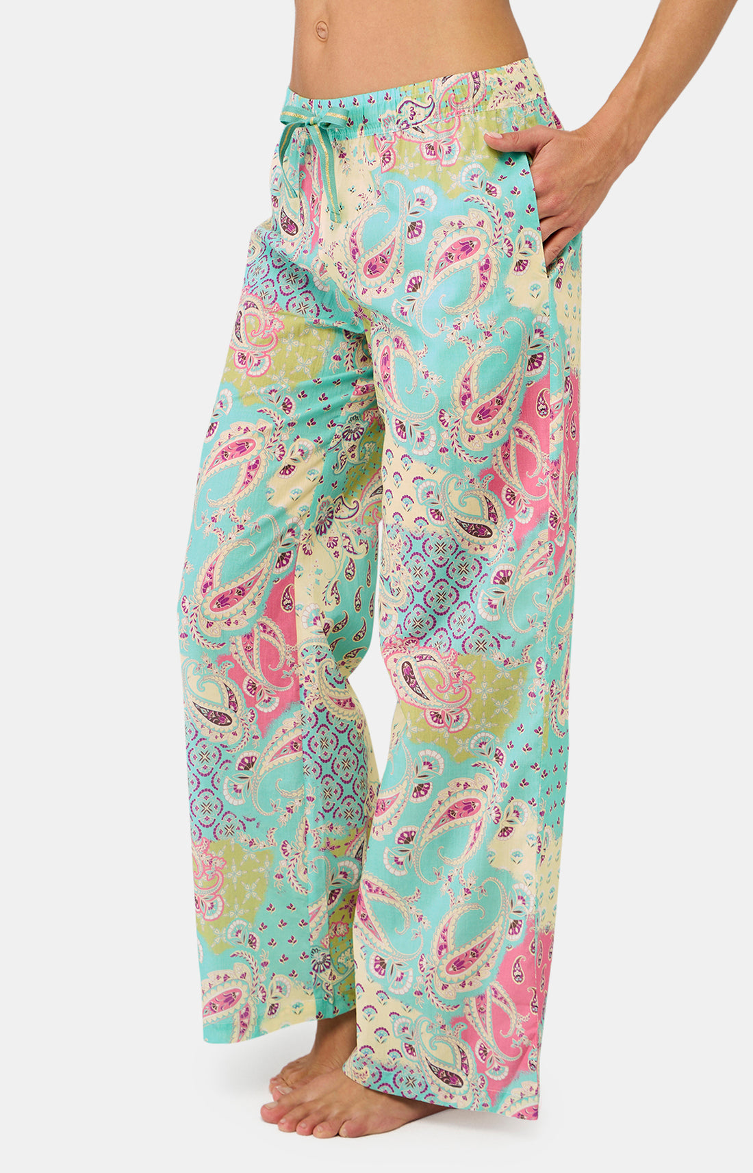 Pantalon Femme Paisley Vert et Multicolore 2