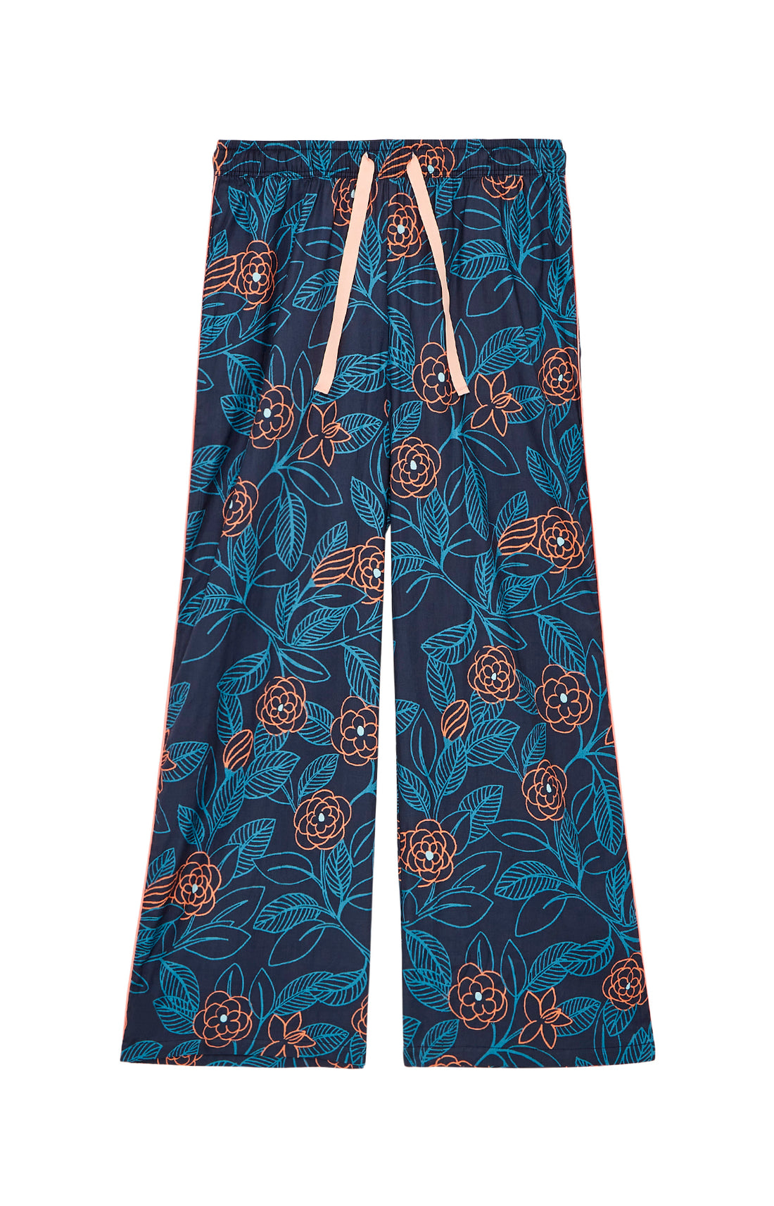 Pantalon Femme Fleurs Marine 3