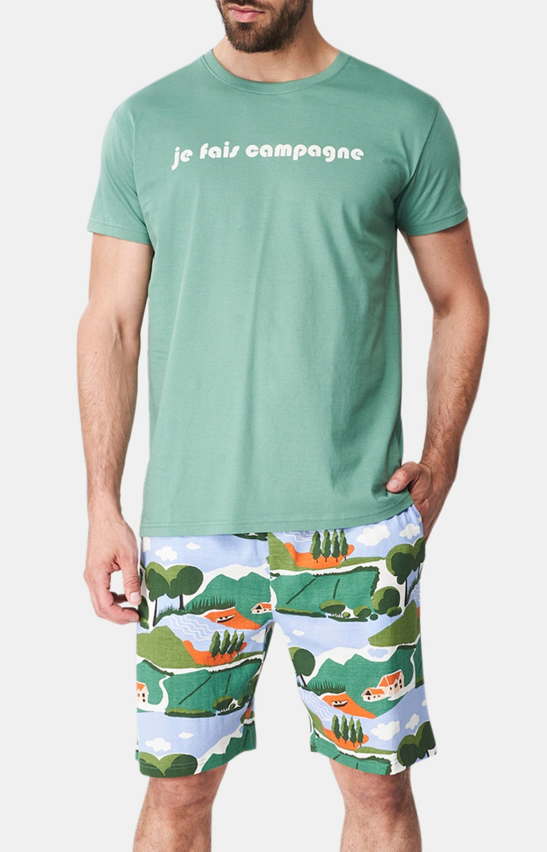 Pyjashort Homme Campagne Vert 1