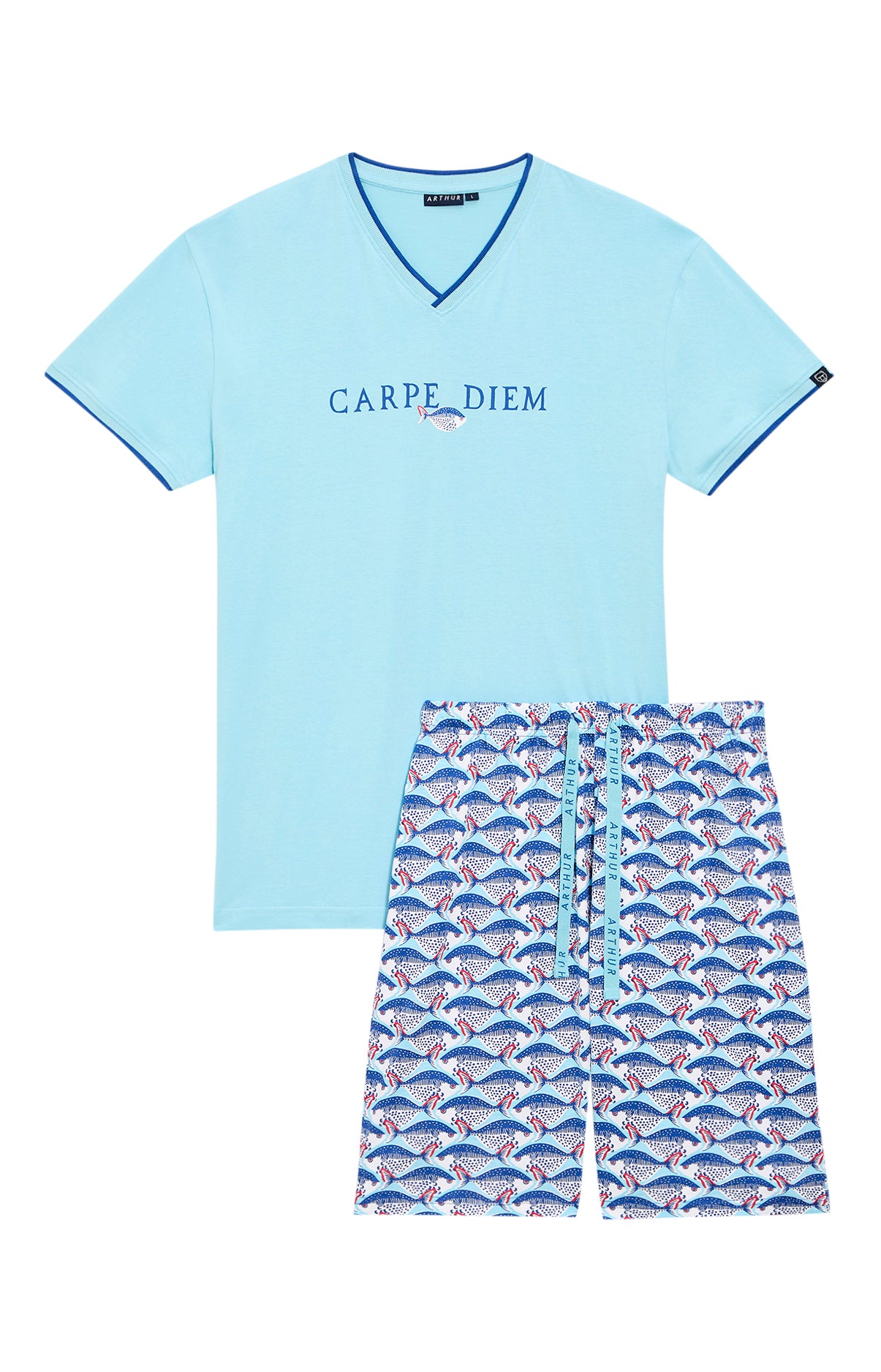 Pyjashort Homme Carpe Diem Bleu et Marine 3