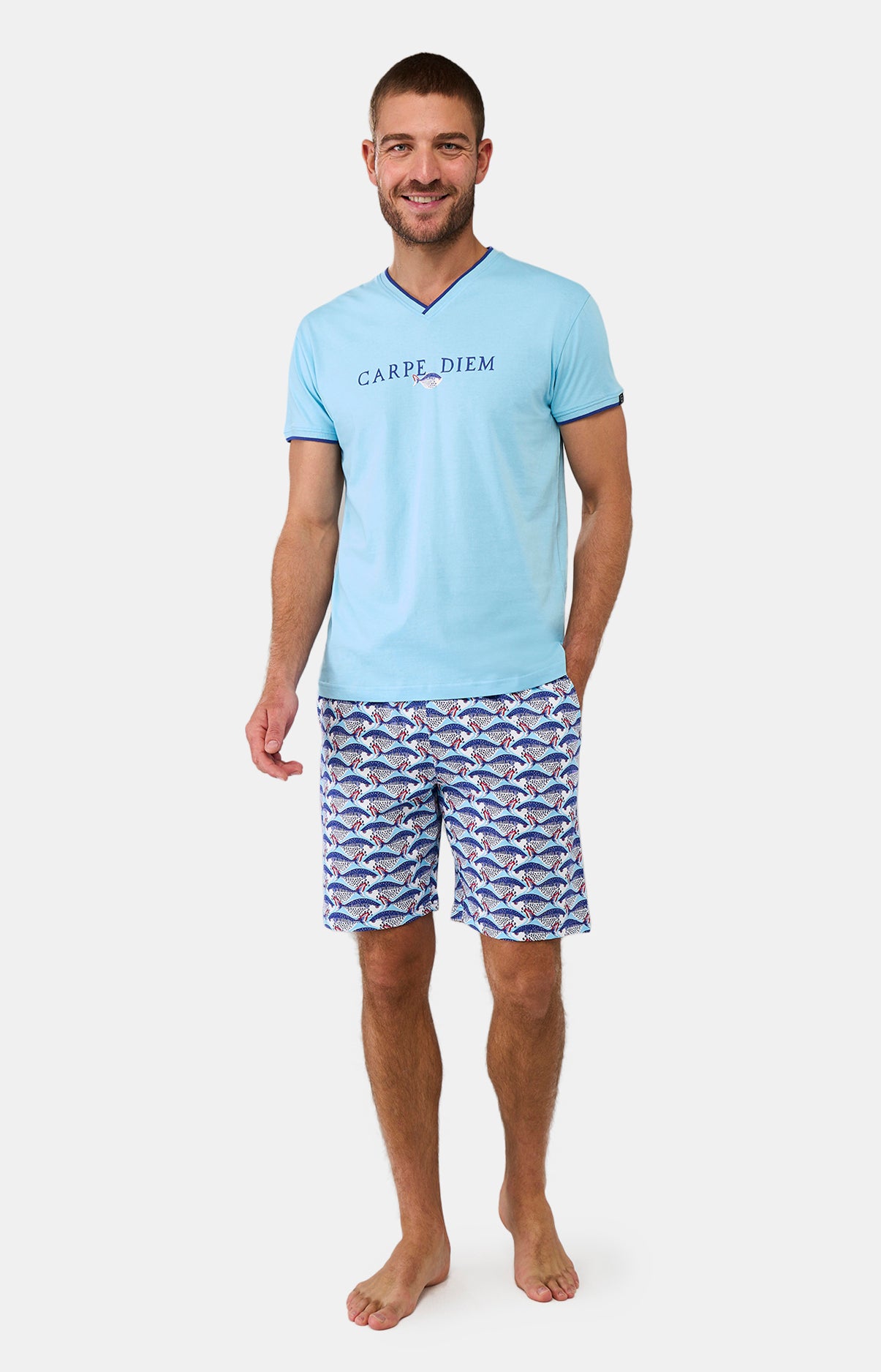 Pyjashort Homme Carpe Diem Bleu et Marine 1