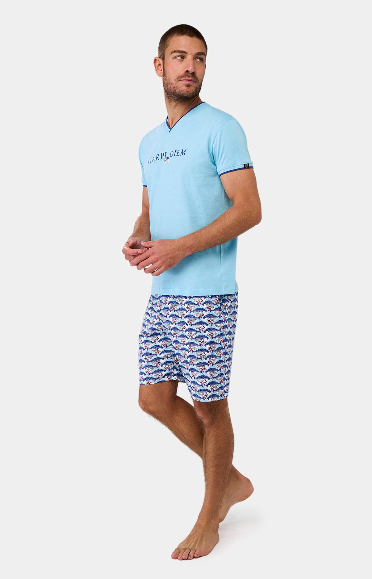 Pyjashort Homme Carpe Diem Bleu et Marine 5