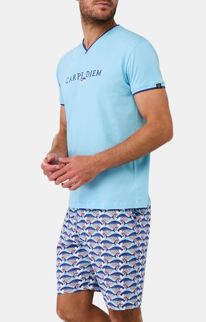 Pyjashort - Carpe diem bleu ciel 5