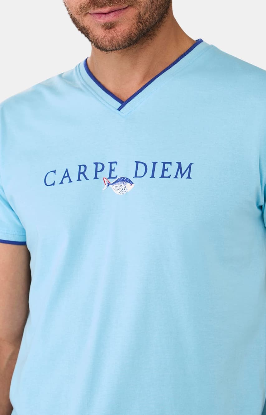 Pyjashort - Carpe diem bleu ciel 2