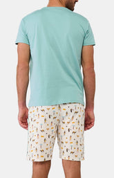 Pyjashort Homme Cléopâtre Bleu et Blanc et Ivoire 6