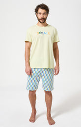 Pyjama Homme Décalé Manches courtes Imprimé rayures géométriques multicolores 1