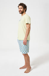 Pyjama Homme Décalé Manches courtes Imprimé rayures géométriques multicolores 4