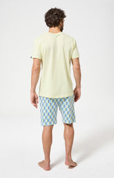 Pyjama Homme Décalé Manches courtes Imprimé rayures géométriques multicolores 5
