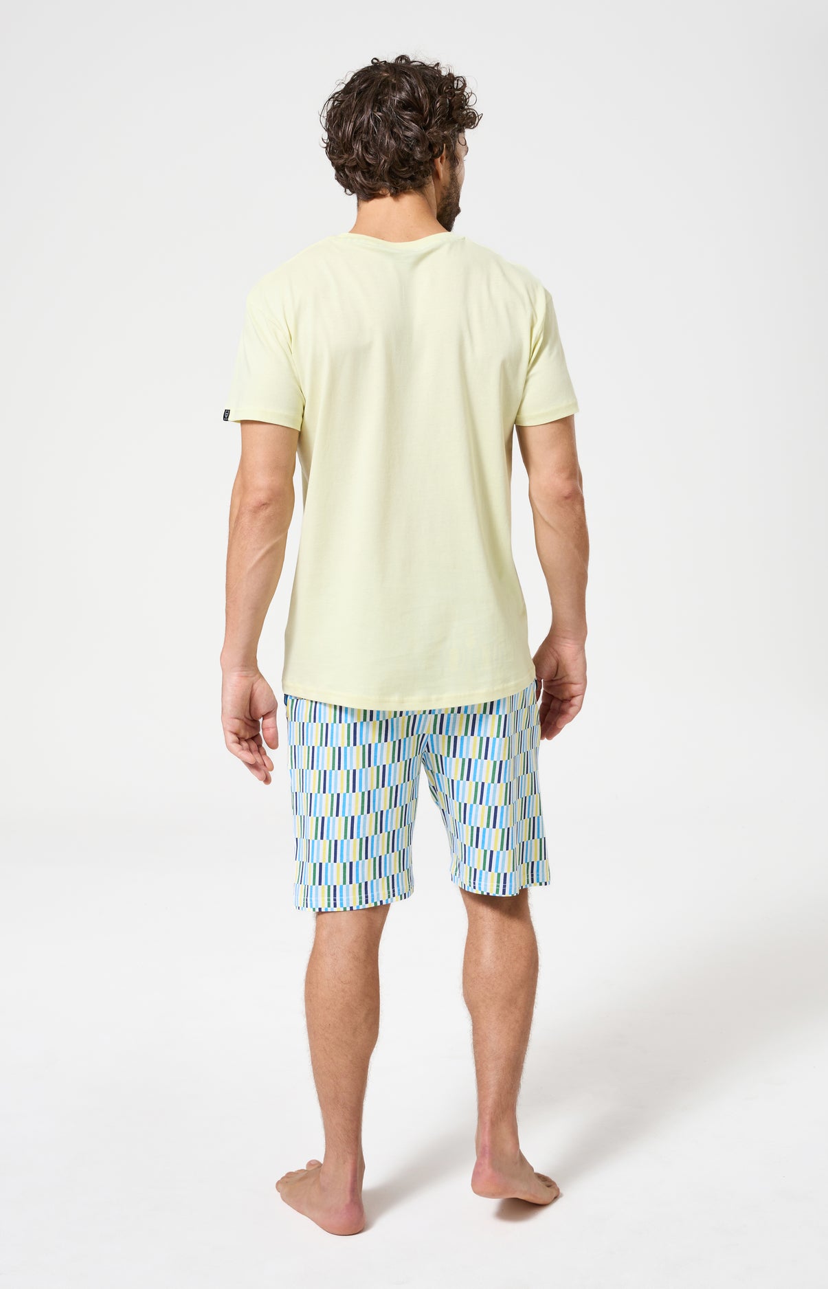 Pyjama Homme Décalé Manches courtes Imprimé rayures géométriques multicolores 5