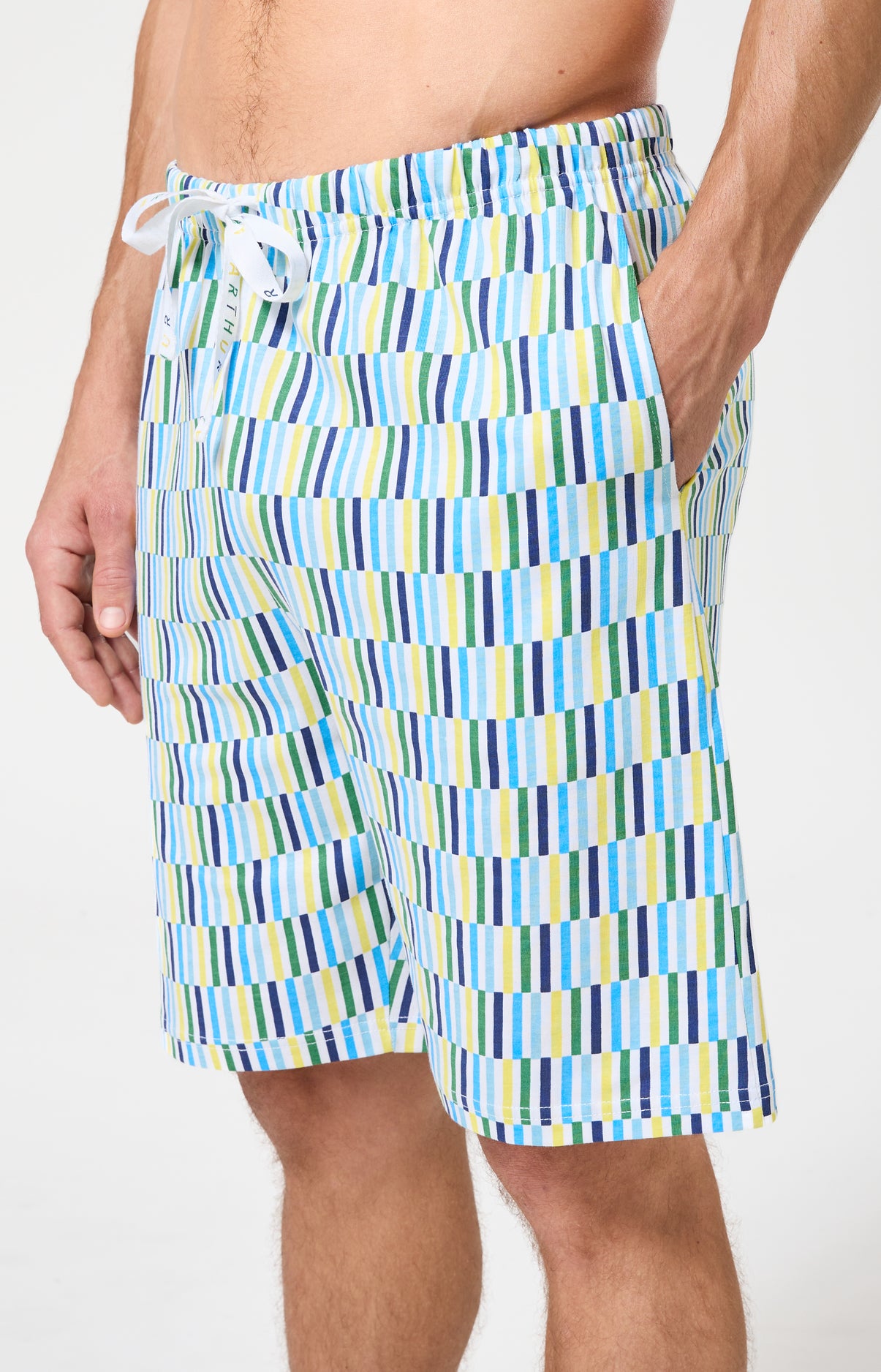 Pyjama Homme Décalé Manches courtes Imprimé rayures géométriques multicolores 6