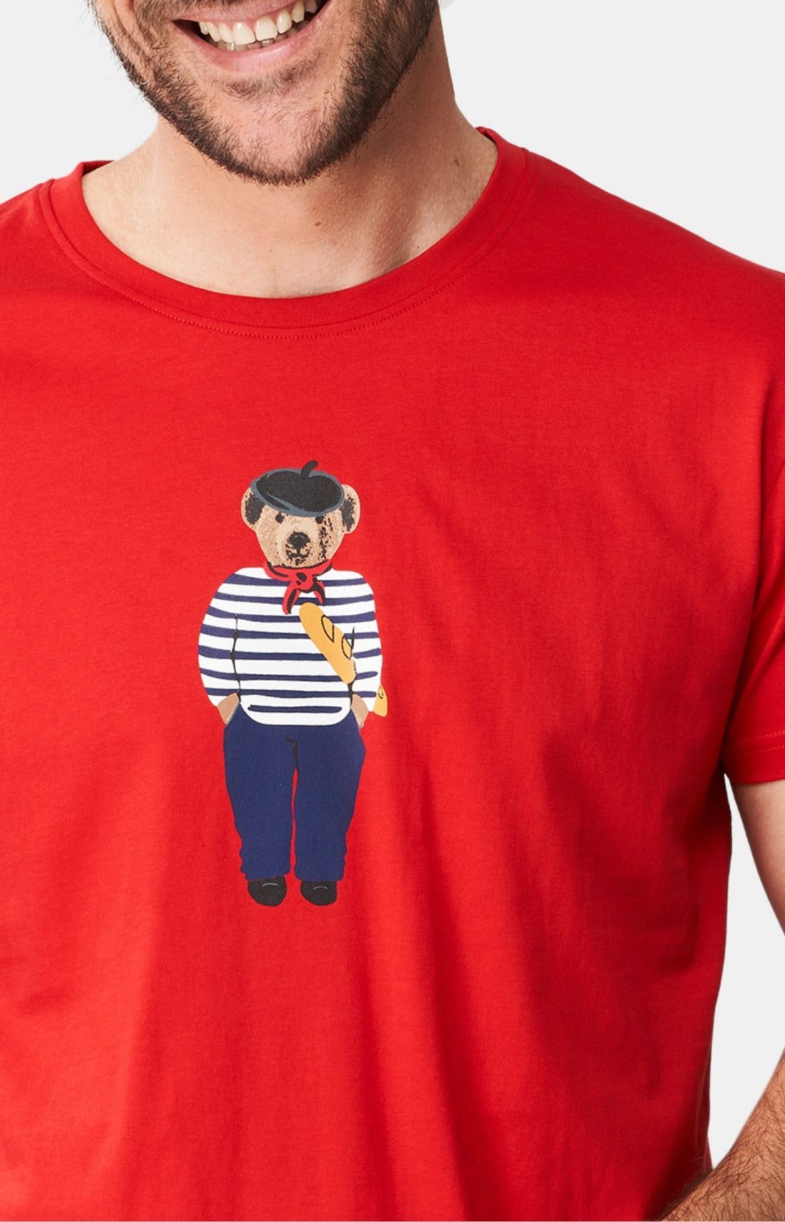 Pyjashort Homme Teddy In Paris Marine et Rouge 2