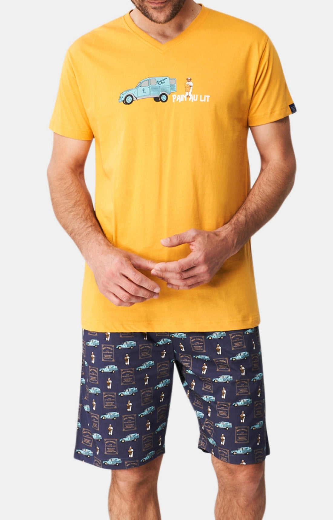 Pyjashort Homme Pain au Lit Marine 1
