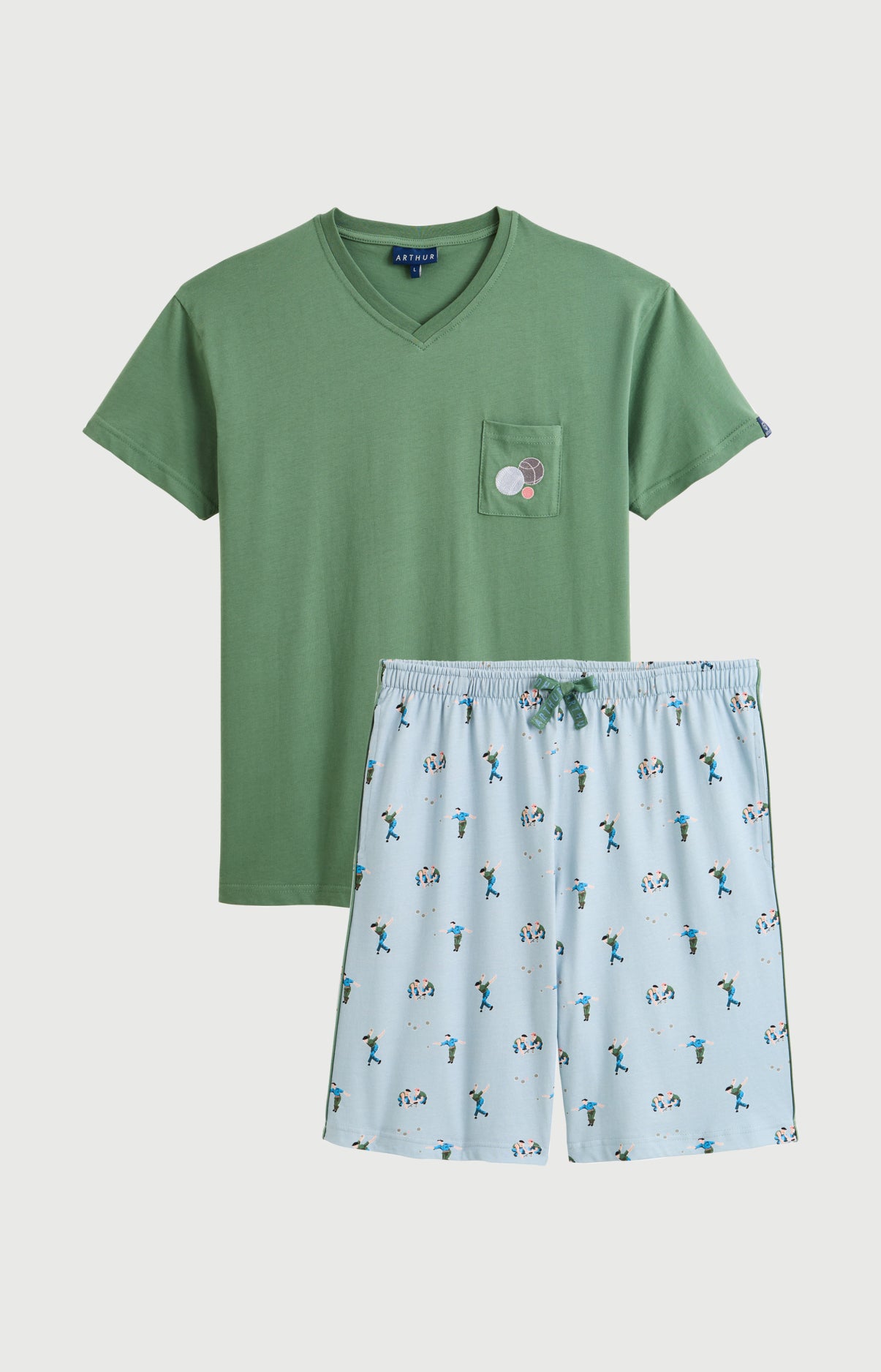 Pyjama Homme Pétanque Manches courtes Imprimé joueurs de pétanque 3