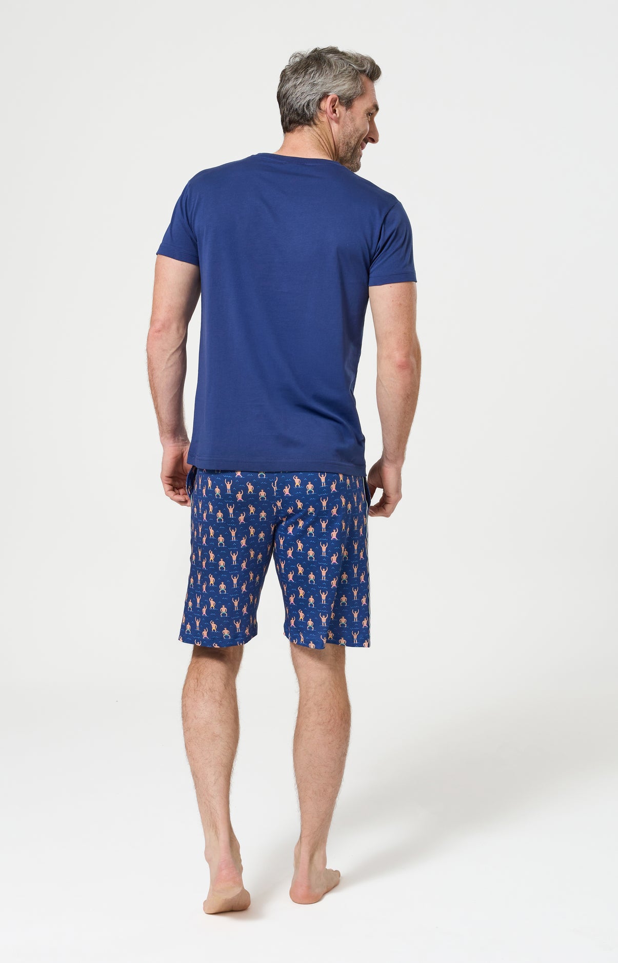 Pyjama Homme Bain de minuit Manches courtes Imprimé broderie baigneurs en maillots multicolores 6