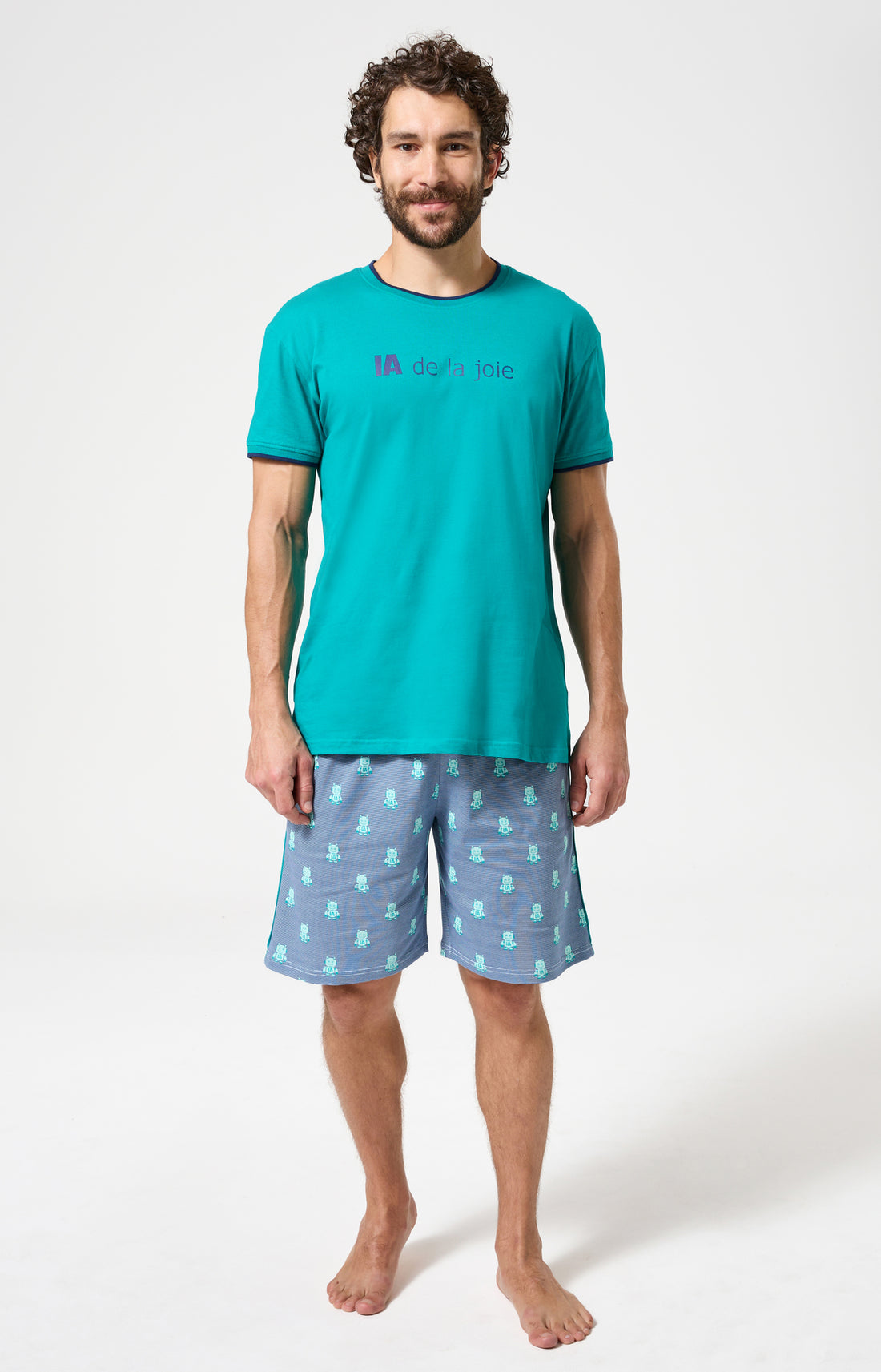 Pyjama Homme IA de la joie Manches courtes Imprimé robots 1