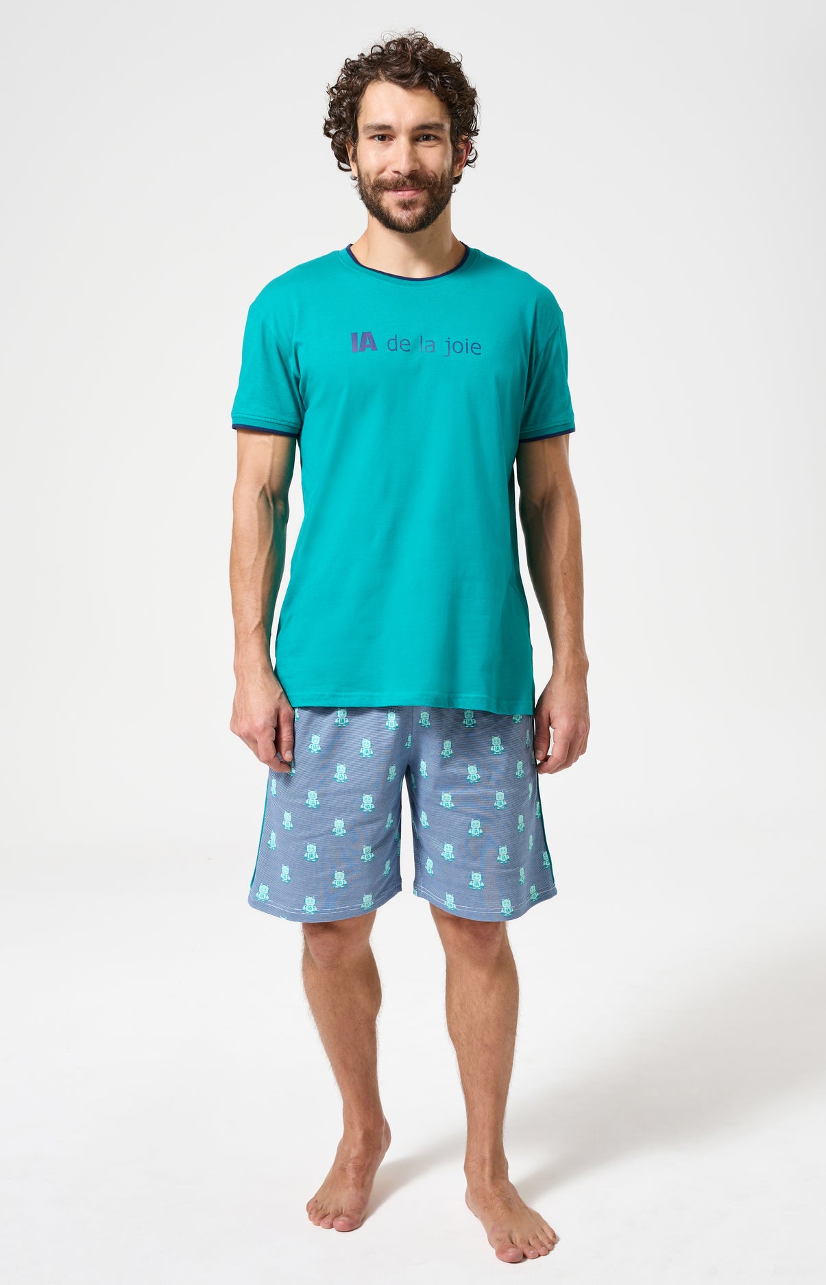 Pyjama Homme IA de la joie Manches courtes Imprimé robots 1