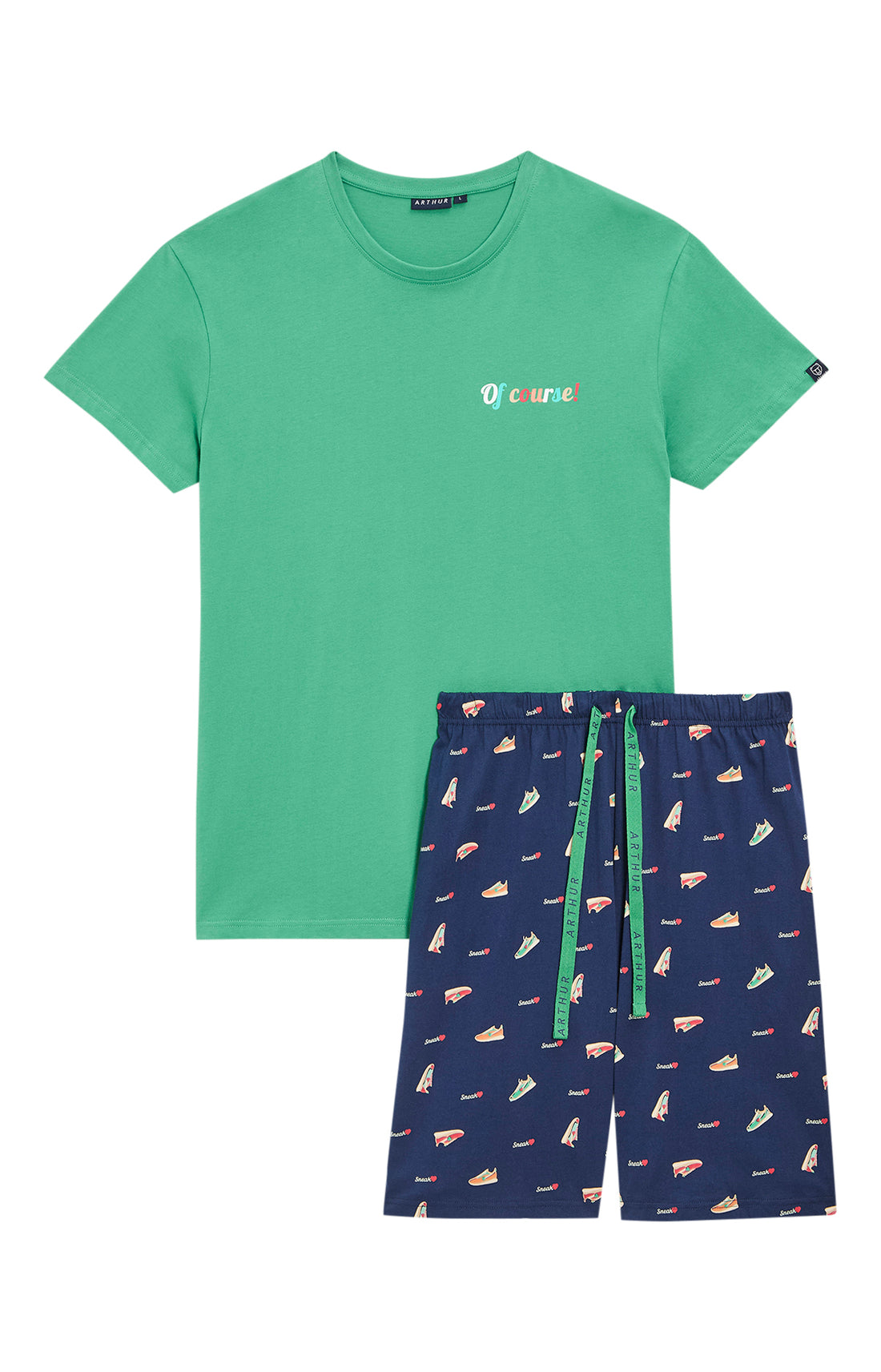 Pyjashort Homme Sneakers Vert et Marine 10