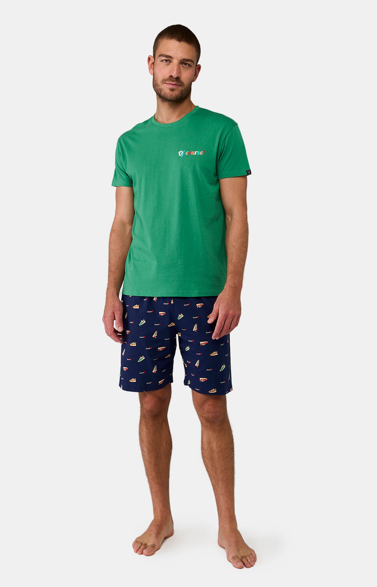 Pyjashort Homme Sneakers Vert et Marine 11