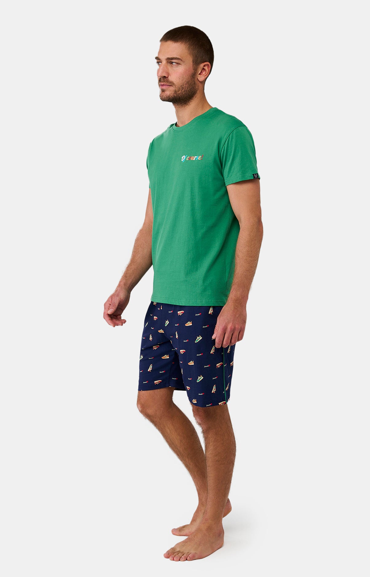 Pyjashort Homme Sneakers Vert et Marine 13