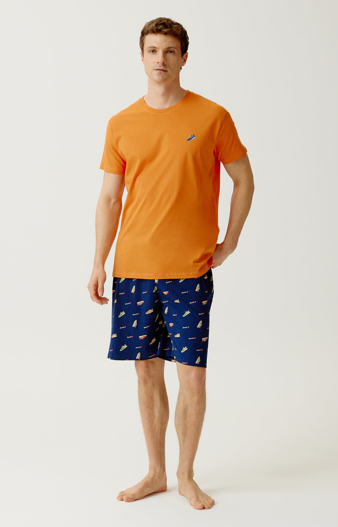 Pyjashort Homme Sneakers Orange 1
