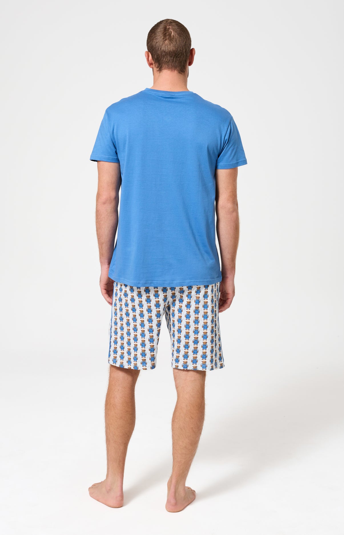 Pyjama Homme Pré à rêver Manches courtes Imprimé teddy campagne bleu et blanc 6