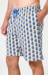 Pyjama Homme Pré à rêver Manches courtes Imprimé teddy campagne bleu et blanc 4