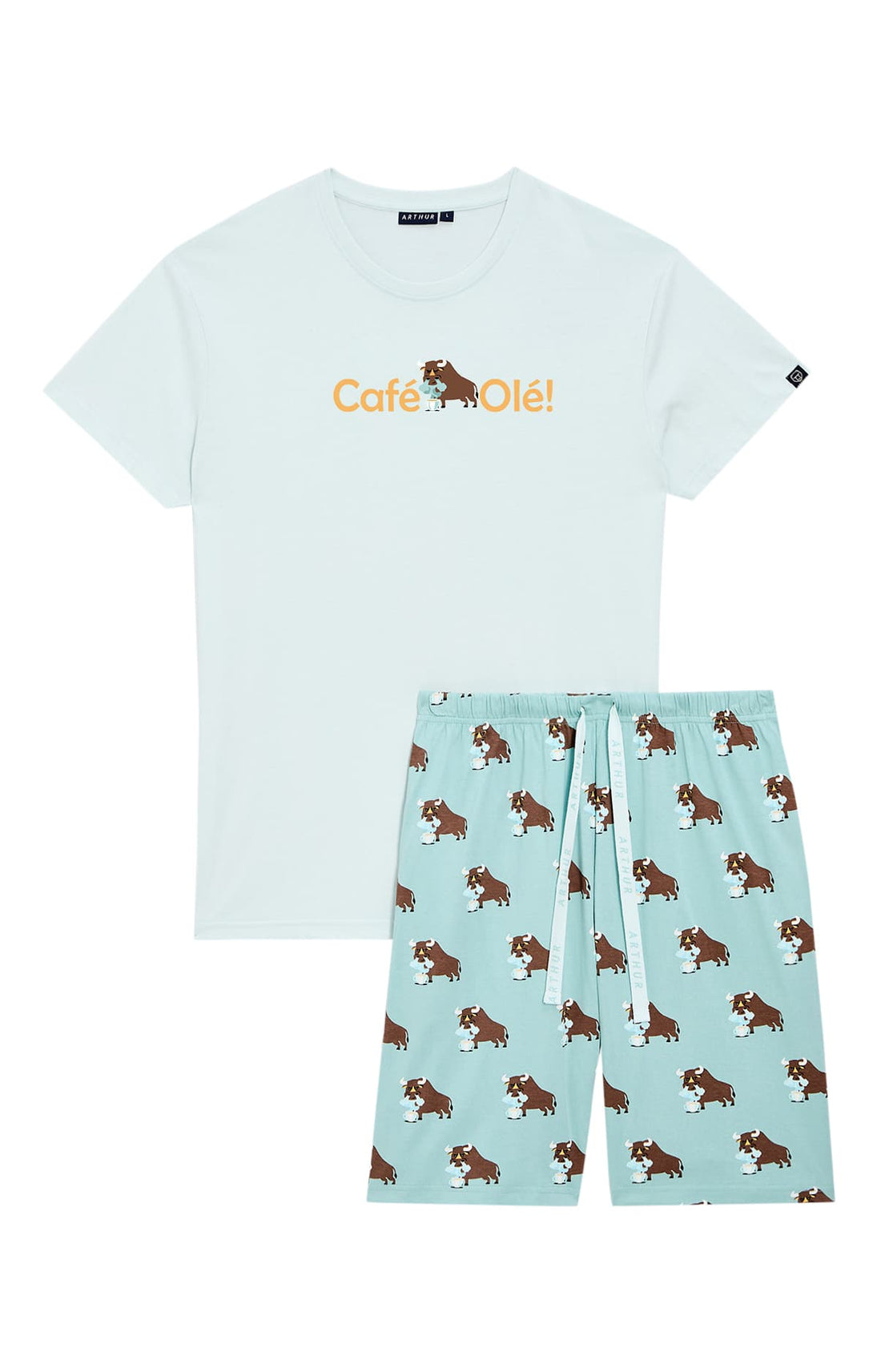 Pyjashort Homme taureau olé Céladon 3