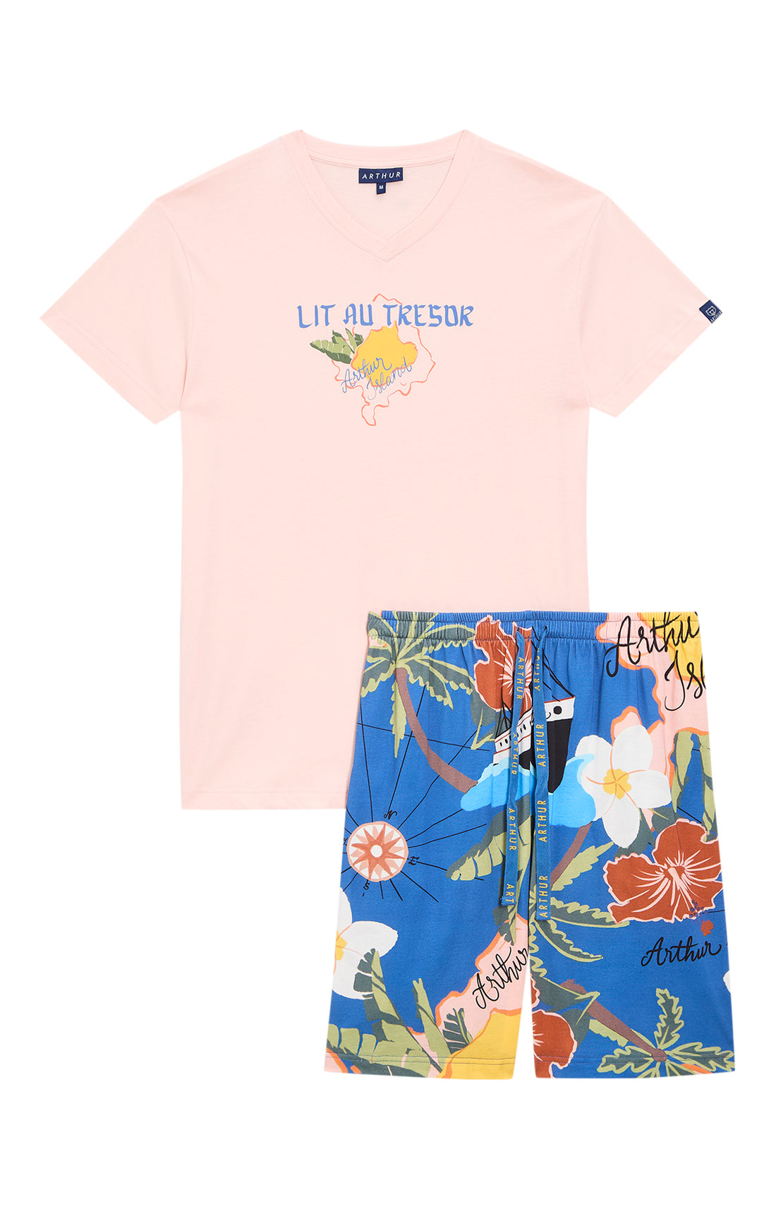 Pyjashort Homme Island Rose et Multicolore 3