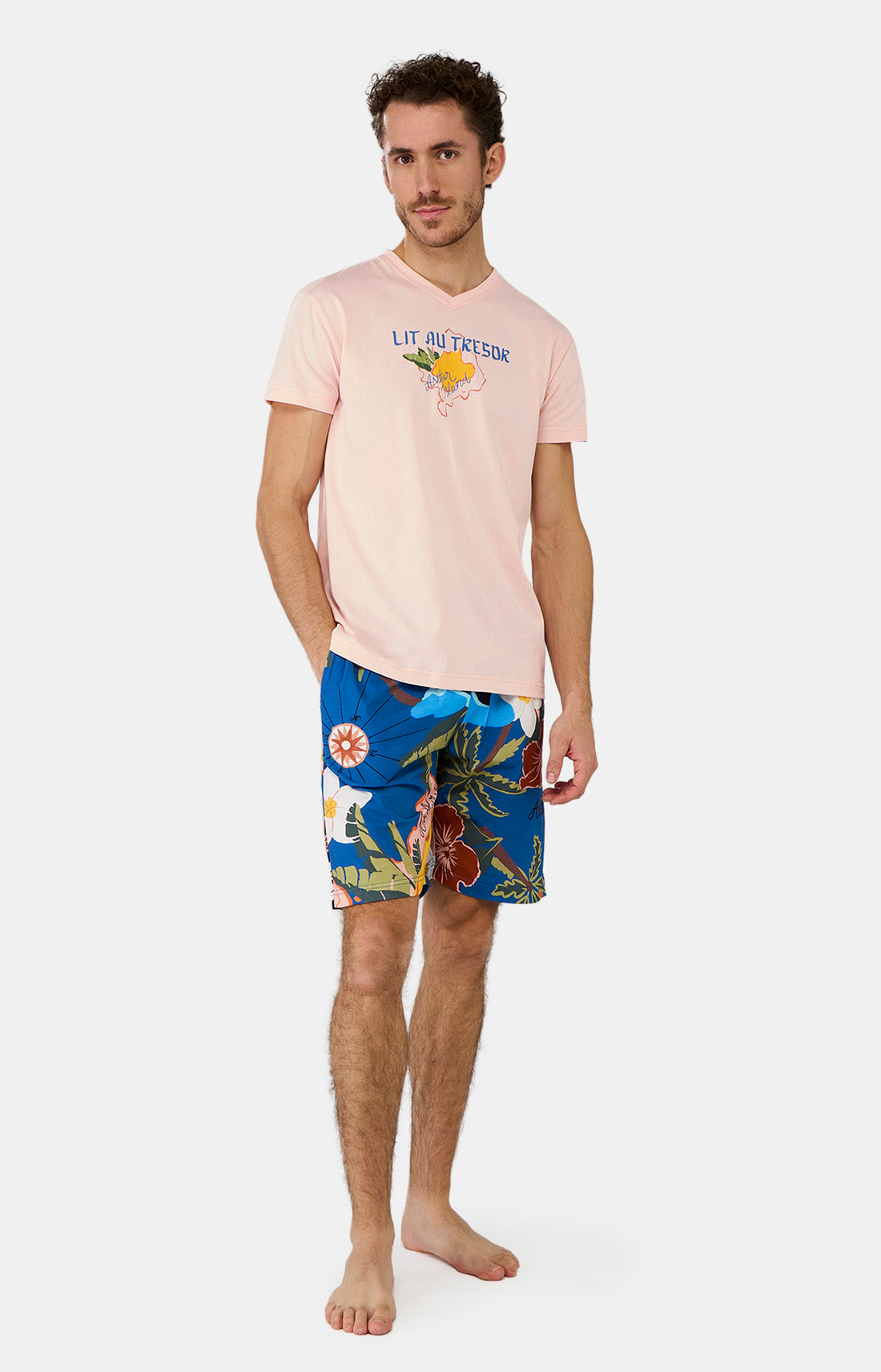 Pyjashort Homme Island Rose et Multicolore 4