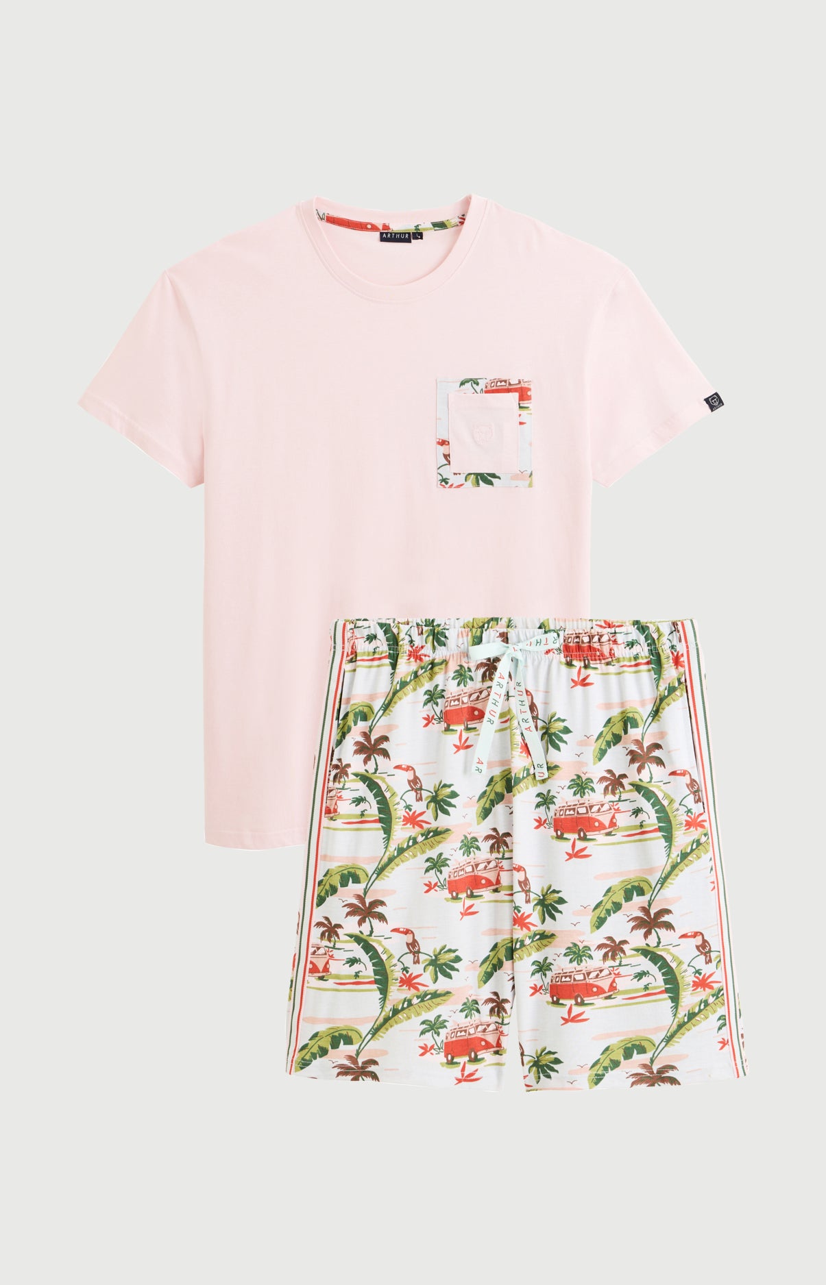 Pyjama Homme Van Life Manches courtes Imprimé vannes et palmiers multicolores 3