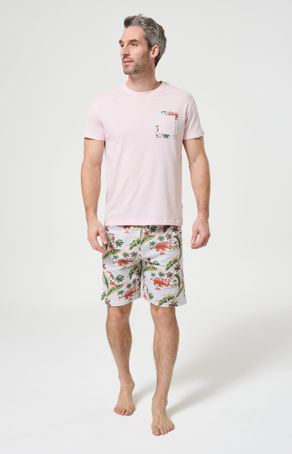 Pyjama Homme Van Life Manches courtes Imprimé vannes et palmiers multicolores 4