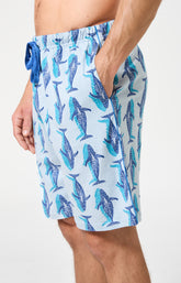 Pyjama Homme Pacifique Manches courtes Imprimé banc de baleines bleues 4