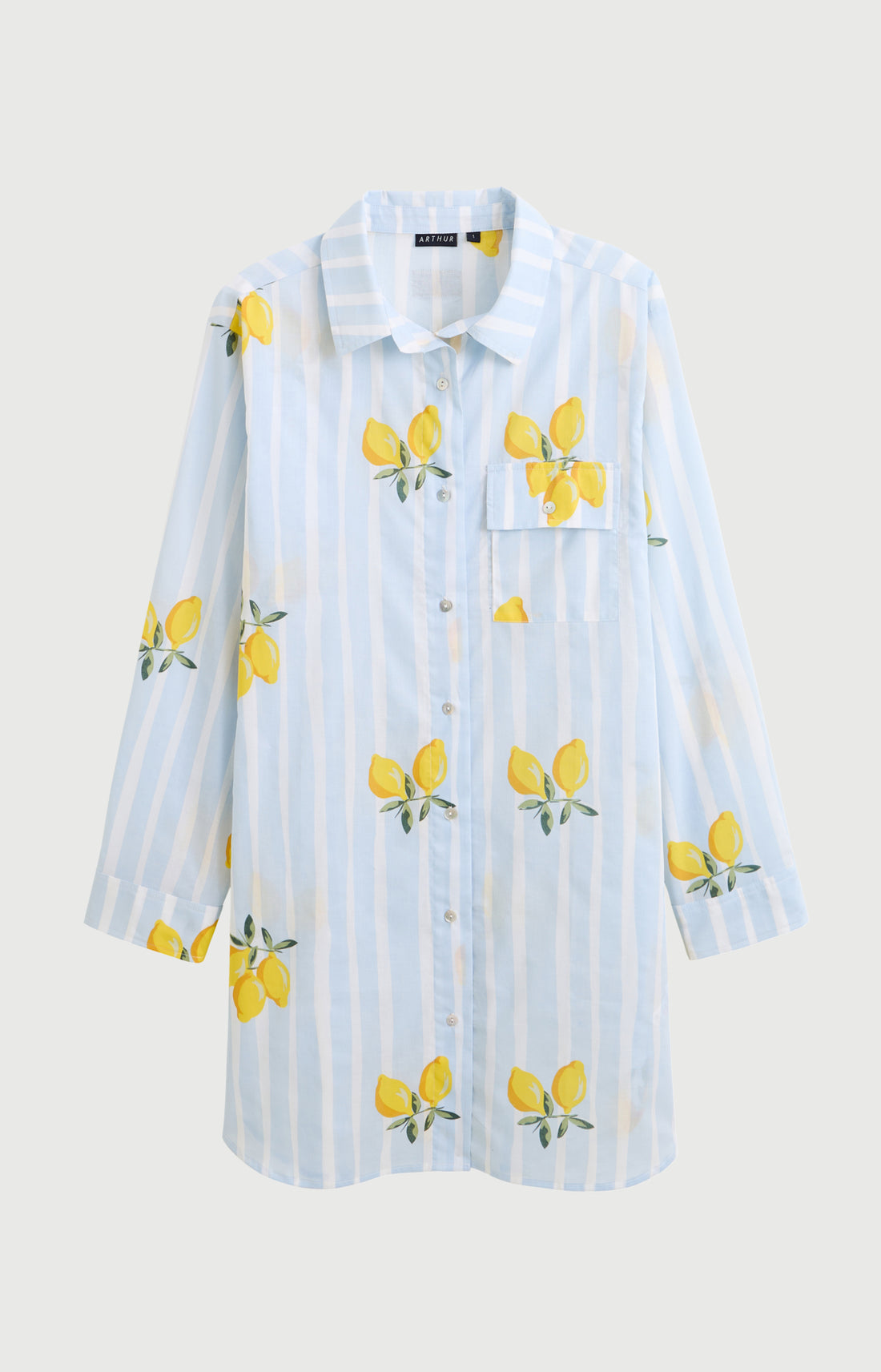 Chemise de nuit Femme Lemon chérie Manches longues Imprimé citrons jaunes et verts 3