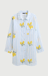 Chemise de nuit Femme Lemon chérie Manches longues Imprimé citrons jaunes et verts 3