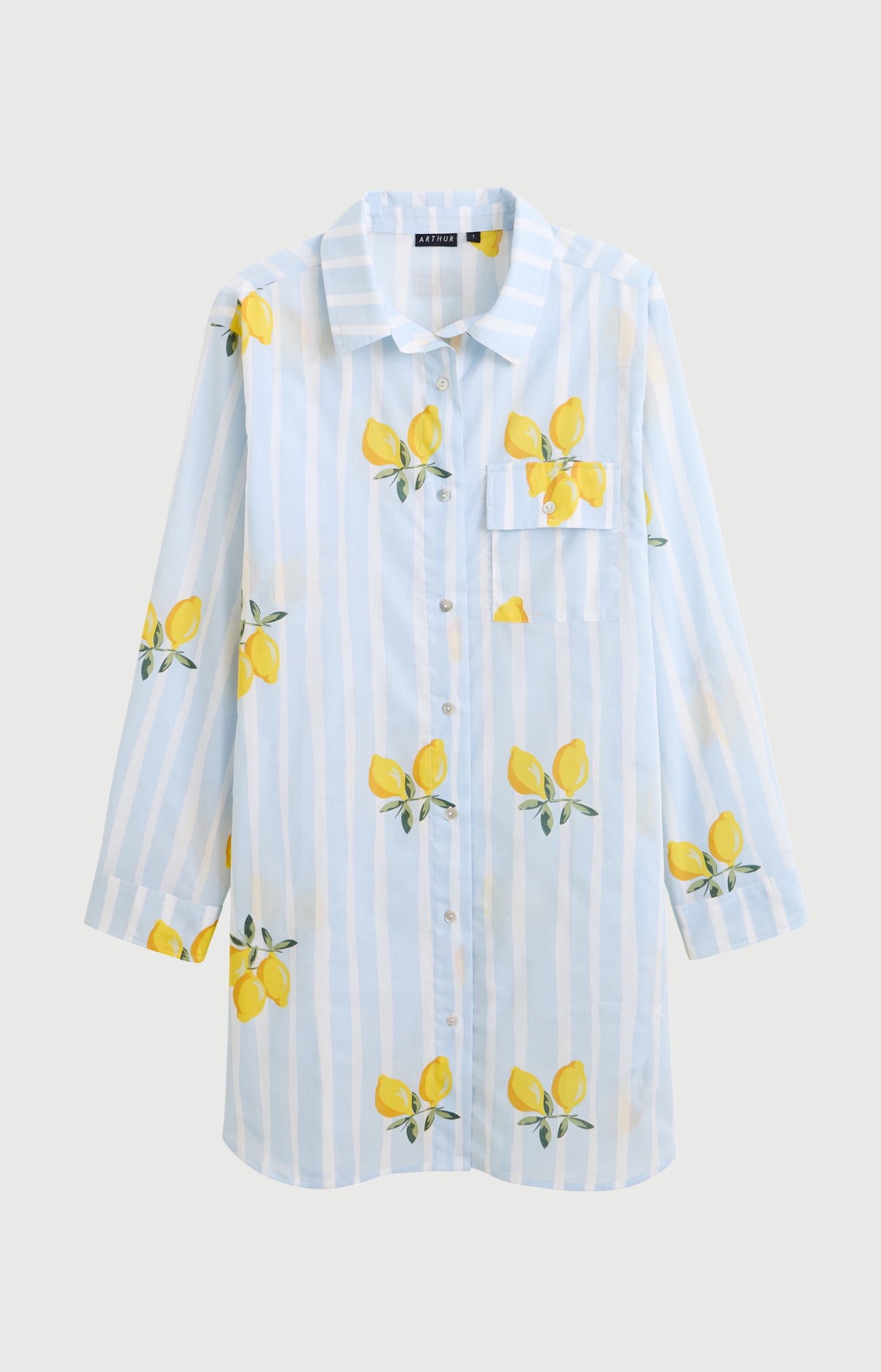 Chemise de nuit Femme Lemon chérie Manches longues Imprimé citrons jaunes et verts 3