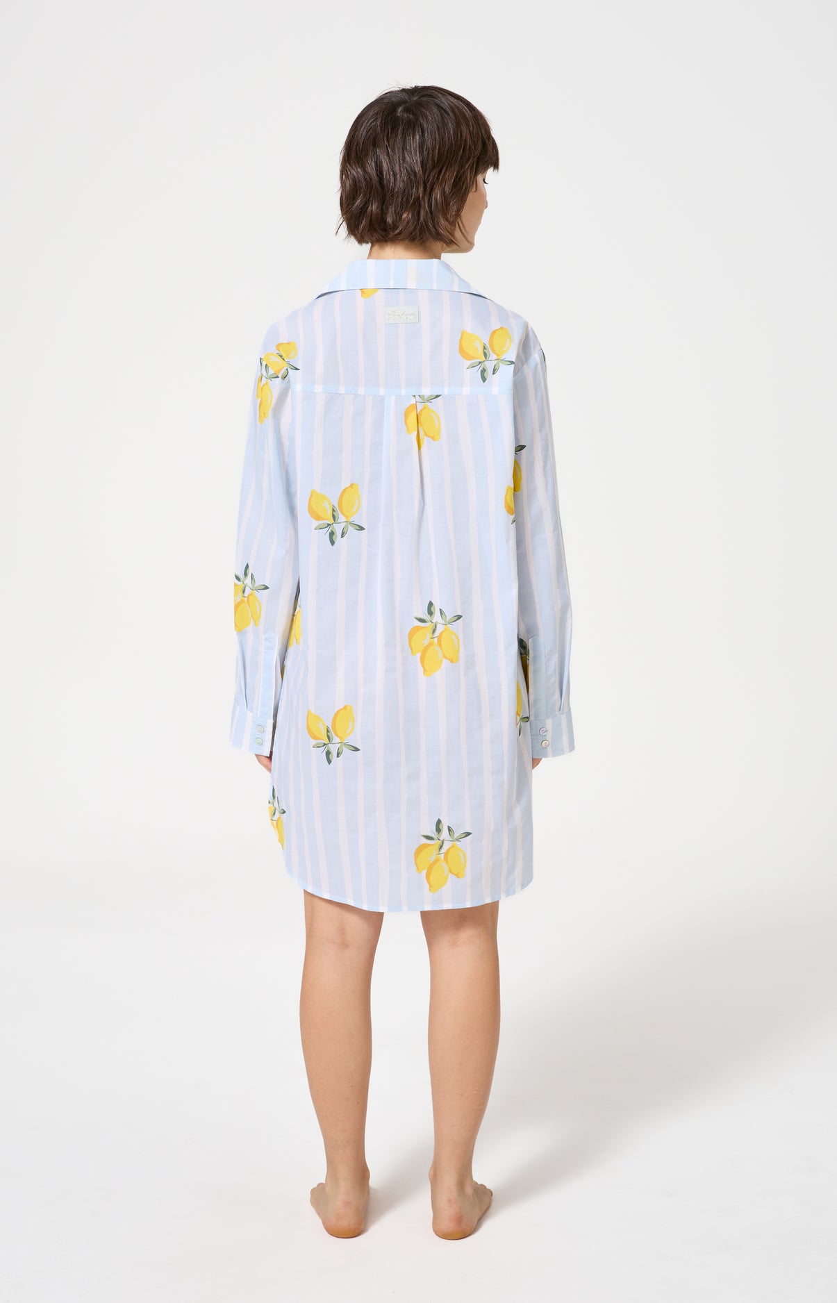Chemise de nuit Femme Lemon chérie Manches longues Imprimé citrons jaunes et verts 5