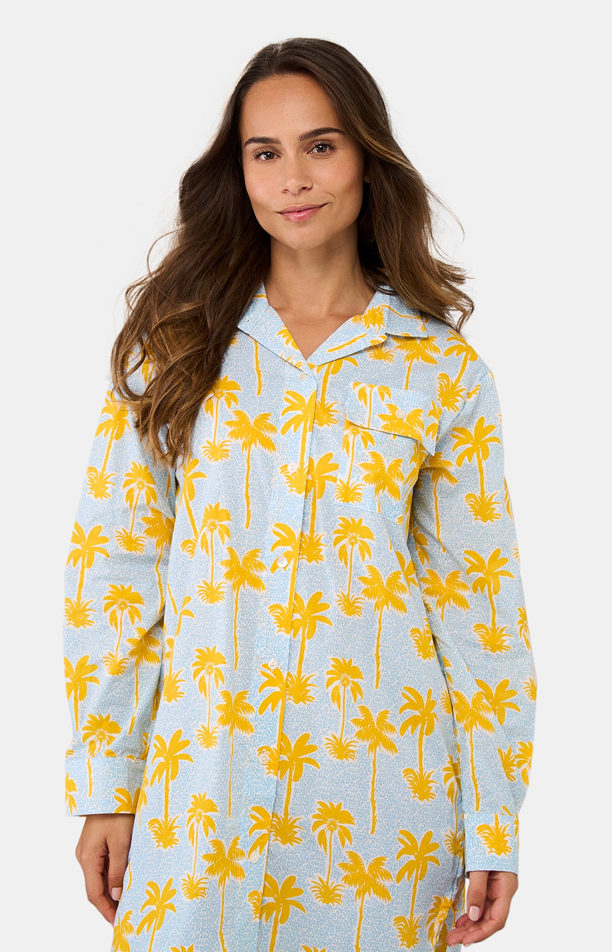 Robe Chemise Femme Palmier Jaune et Bleu 4