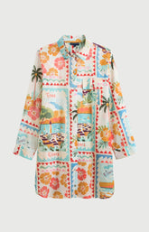 Chemise de nuit Femme French Riviera Manches longues Imprimé carte postale et fleurs multicolores 3