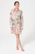 Chemise de nuit Femme French Riviera Manches longues Imprimé carte postale et fleurs multicolores 1