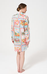 Chemise de nuit Femme French Riviera Manches longues Imprimé carte postale et fleurs multicolores 5