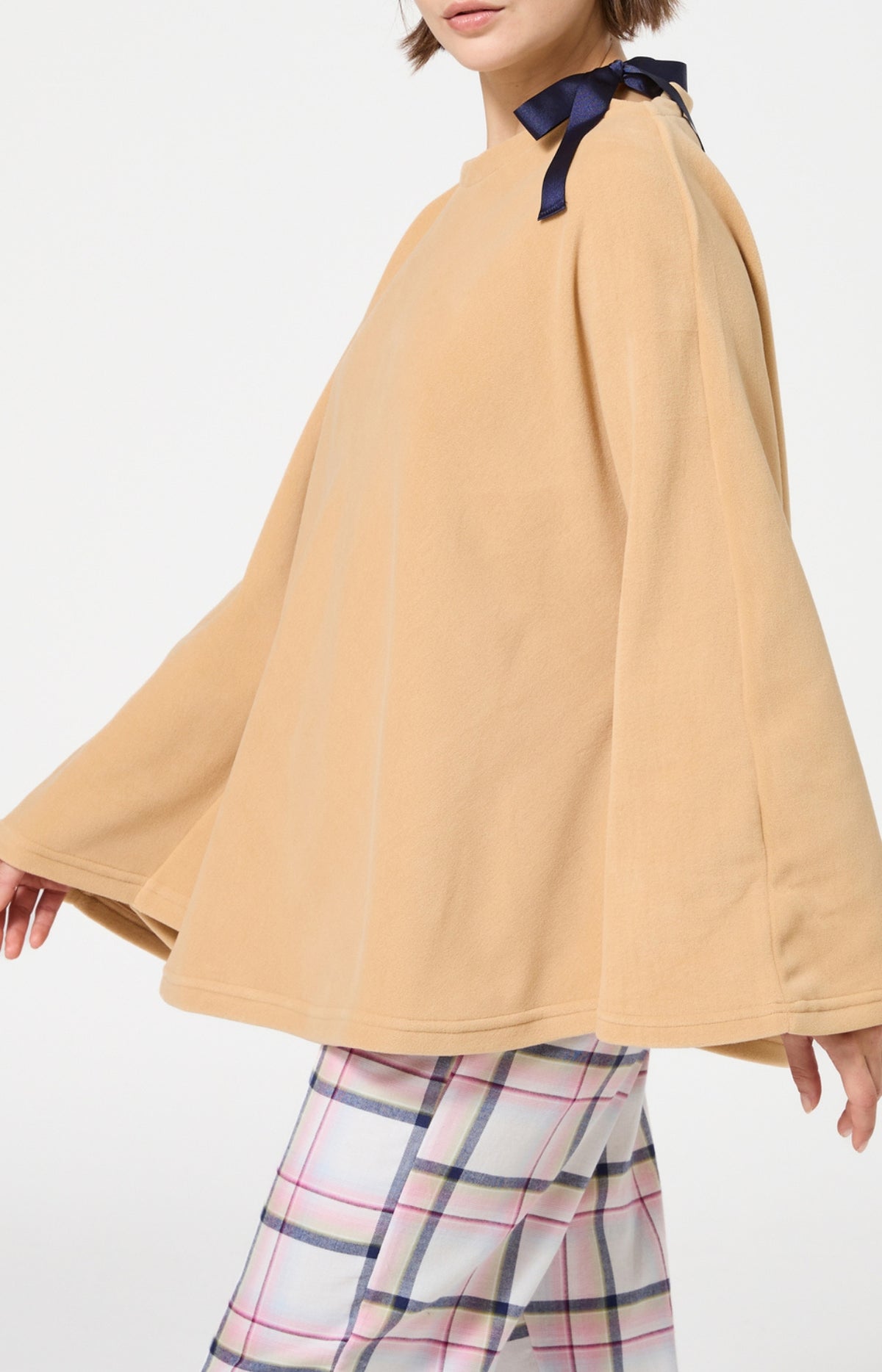 Poncho polaire femme couleur uni camel 4