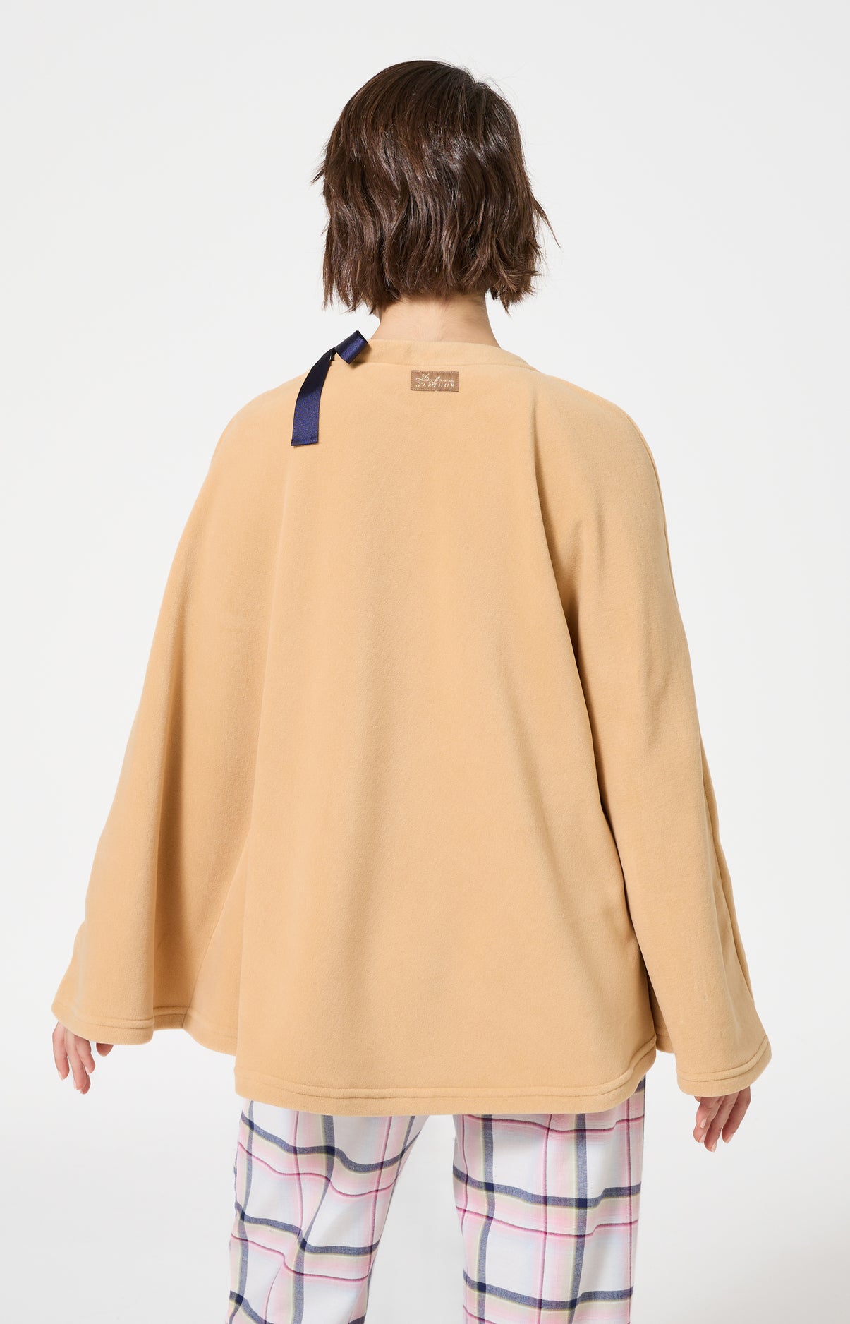 Poncho polaire femme couleur uni camel 5
