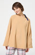 Poncho polaire femme couleur uni camel 1