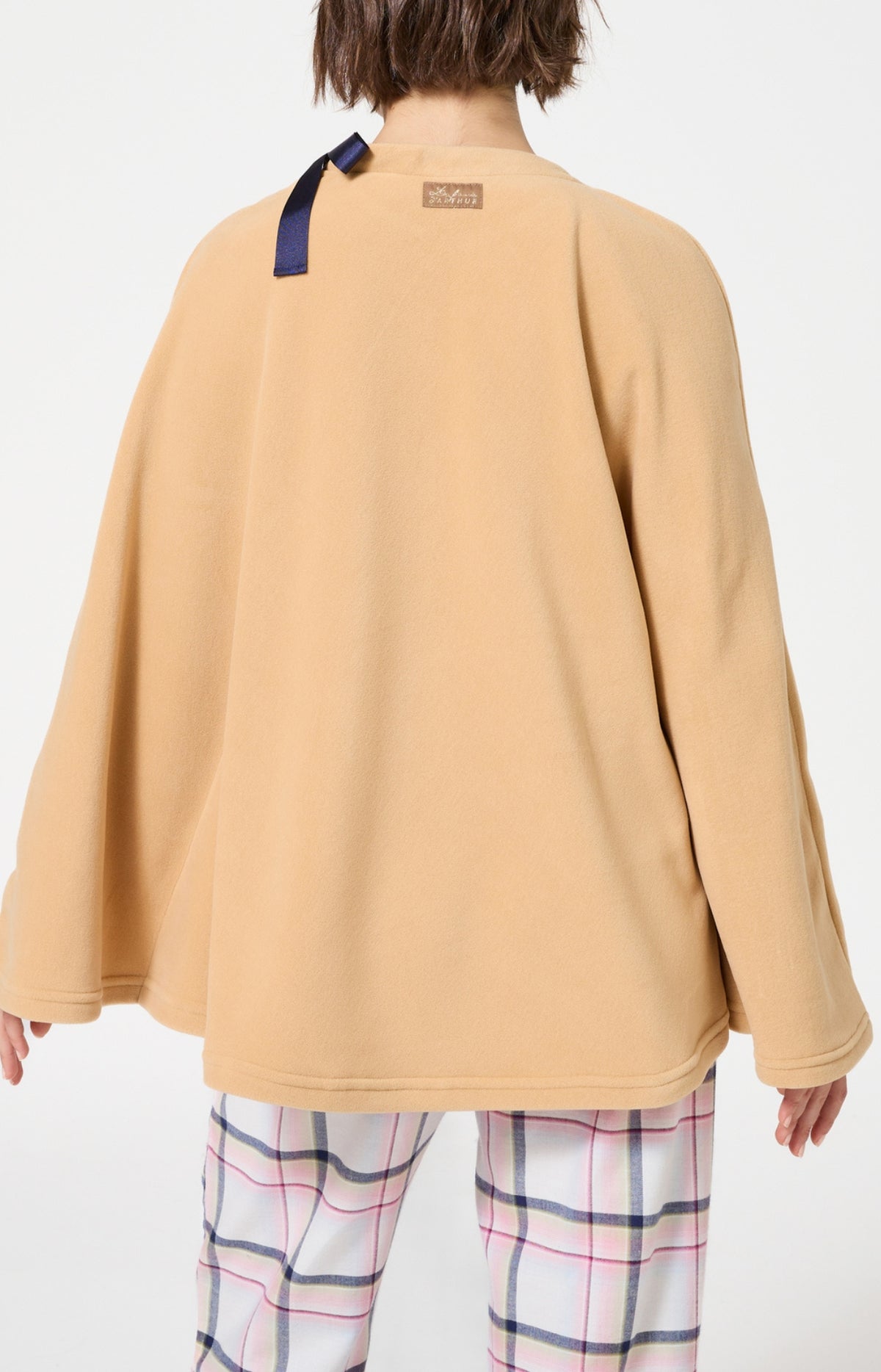 Poncho polaire femme couleur uni camel 5