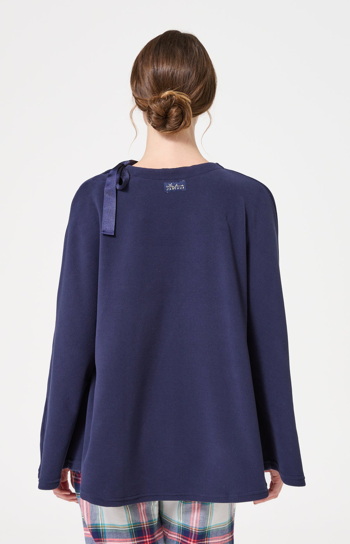 Poncho polaire femme couleur uni bleu marine 6