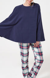 Poncho polaire femme couleur uni bleu marine 4