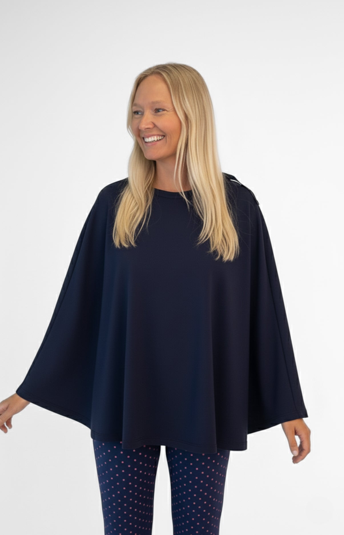 Poncho femme uni marine 1