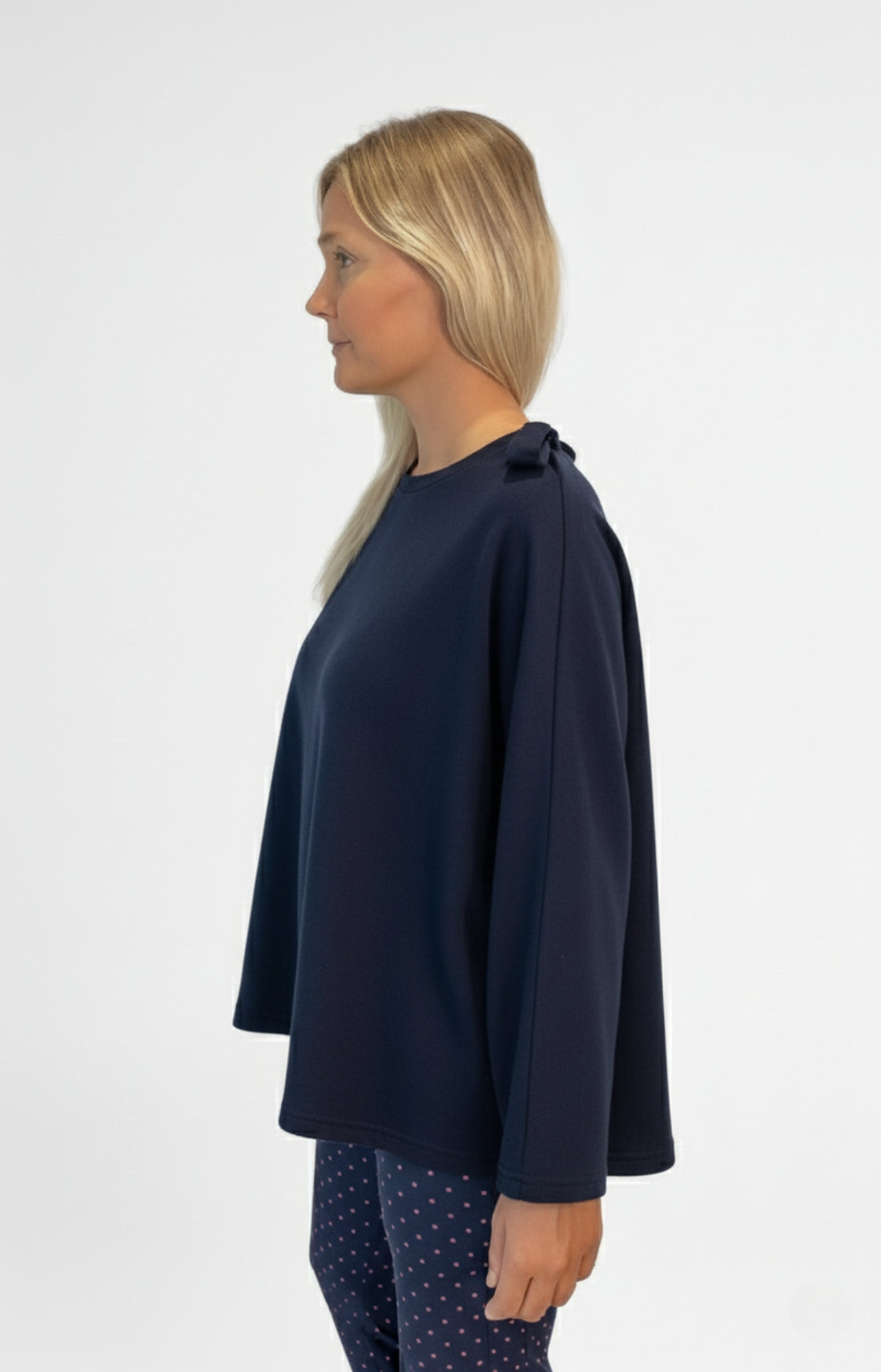 Poncho femme uni marine 2