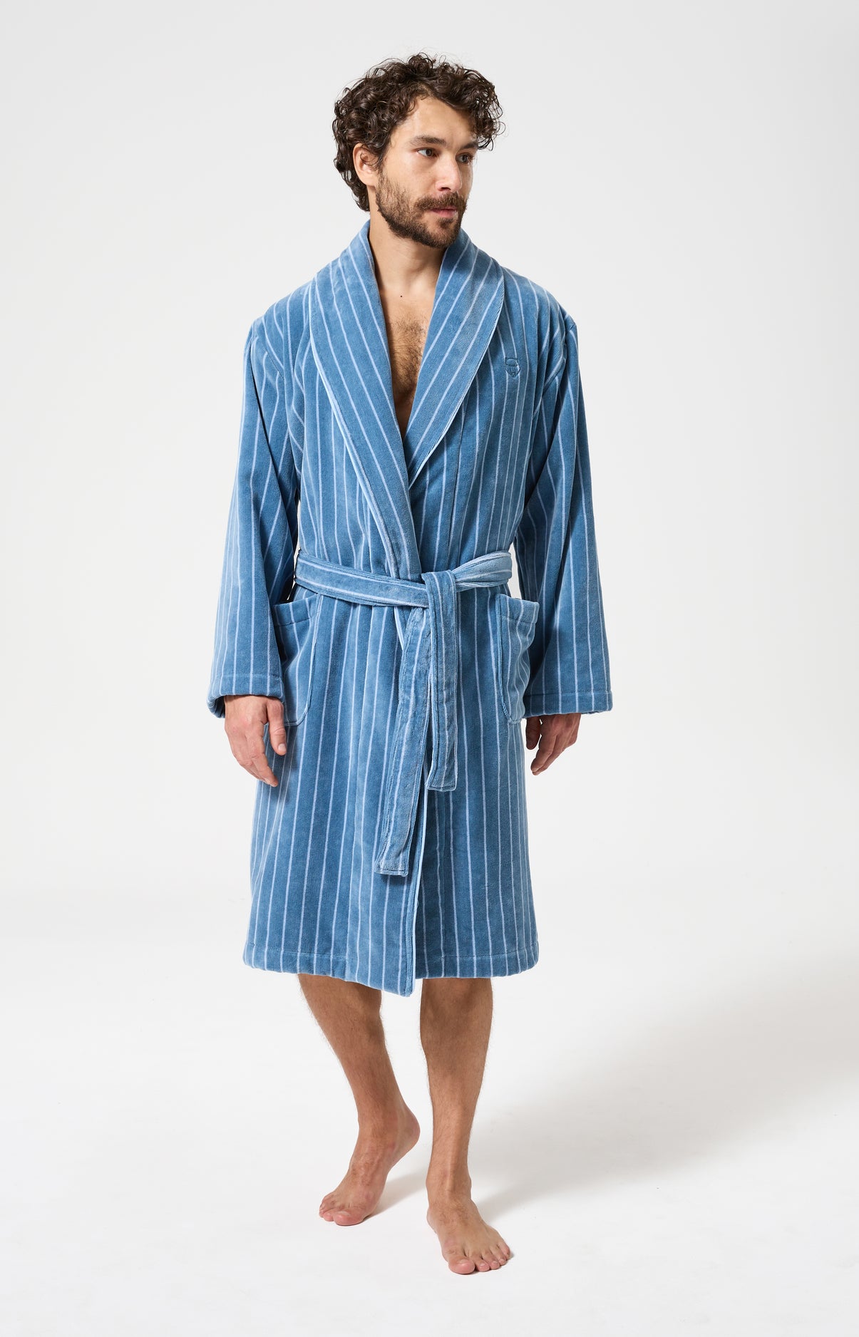 Peignoir Rayures gris bleu homme 1