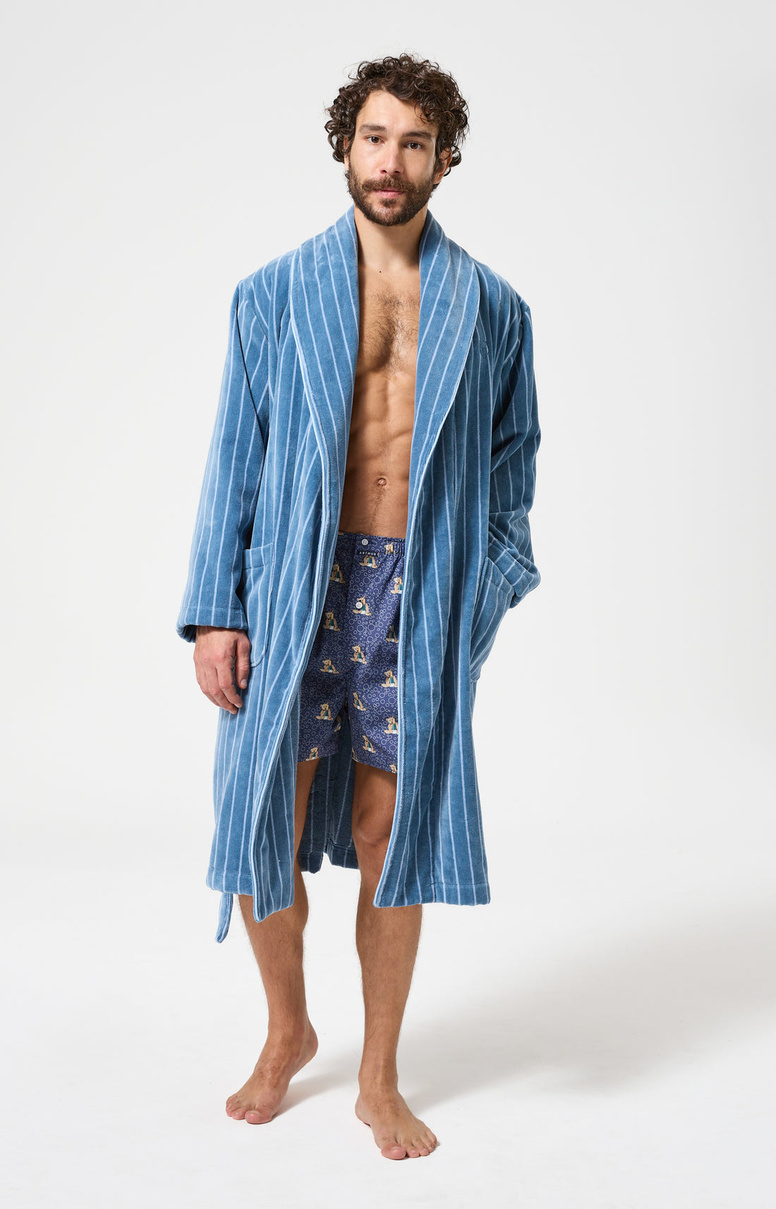 Peignoir Rayures gris bleu homme 4
